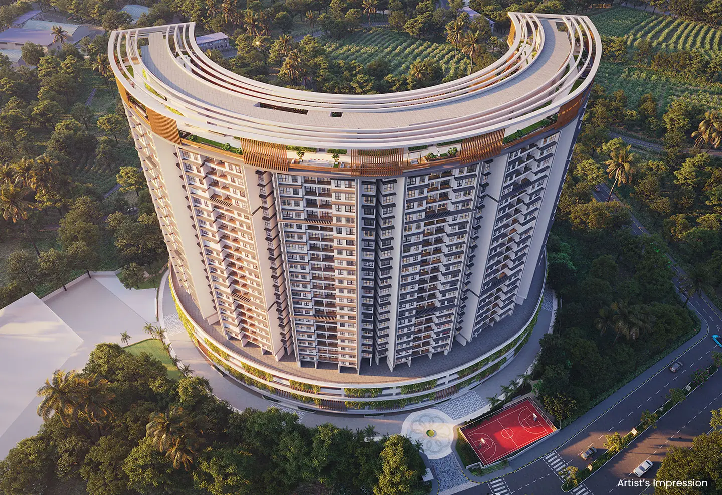 Aerial view of Queen's Necklace Upper Kharghar