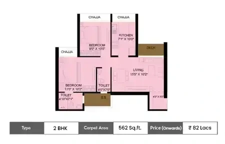 2 BHK floor plan (blurred preview)